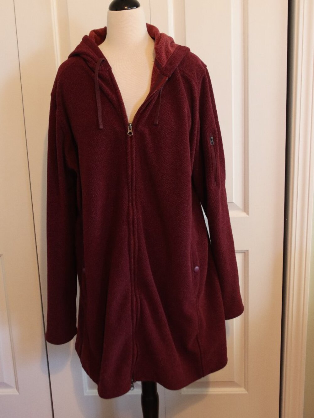 Duluth Trading Company Park Point Full Zip Tunic Hoodie Jacket Burgundy Sz XXL
